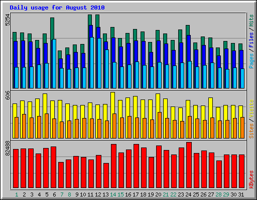 Daily usage for August 2010